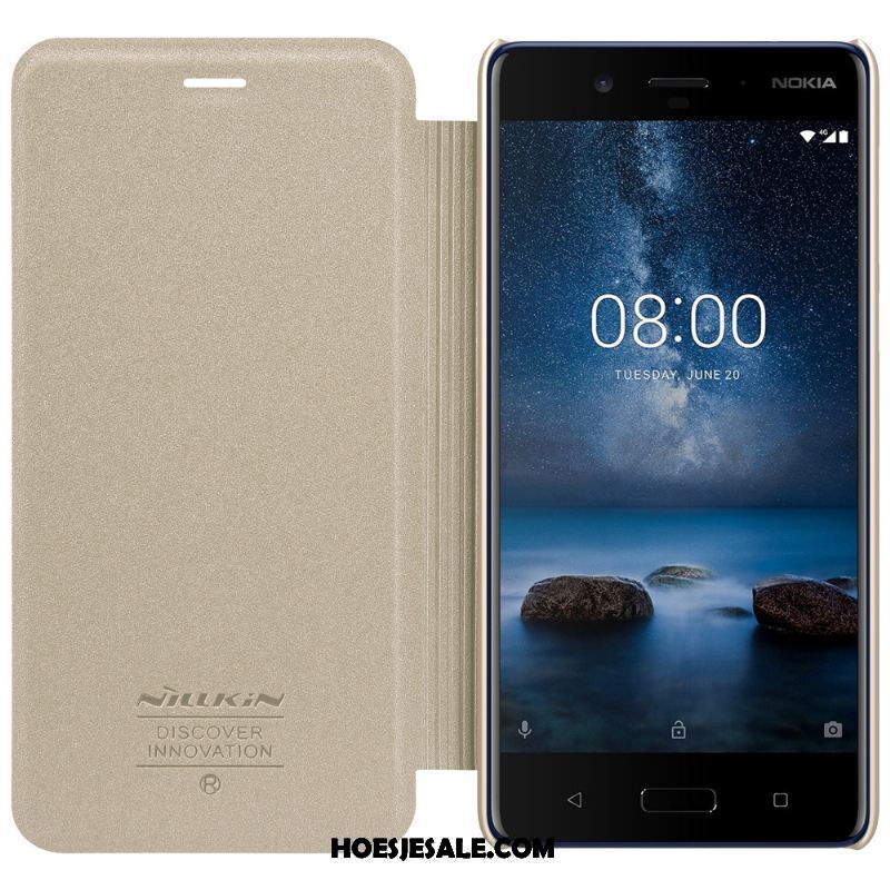 Nokia 8 Hoesje Mobiele Telefoon Leren Etui Winterslaap Ster Goud Online