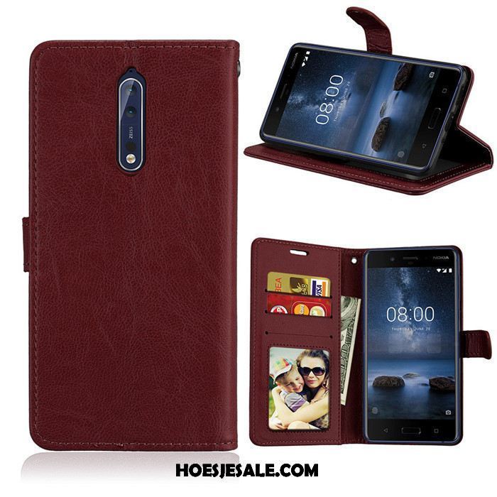 Nokia 8 Hoesje Siliconen Mobiele Telefoon Bescherming Folio Rood Goedkoop