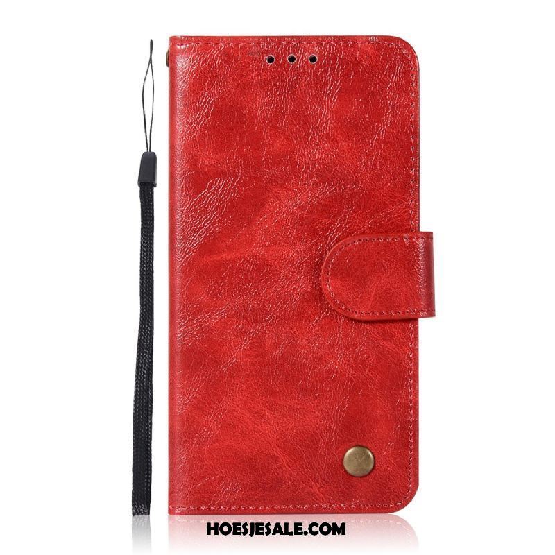 Nokia 8 Hoesje Vintage Mobiele Telefoon Folio Effen Kleur Rood Aanbiedingen