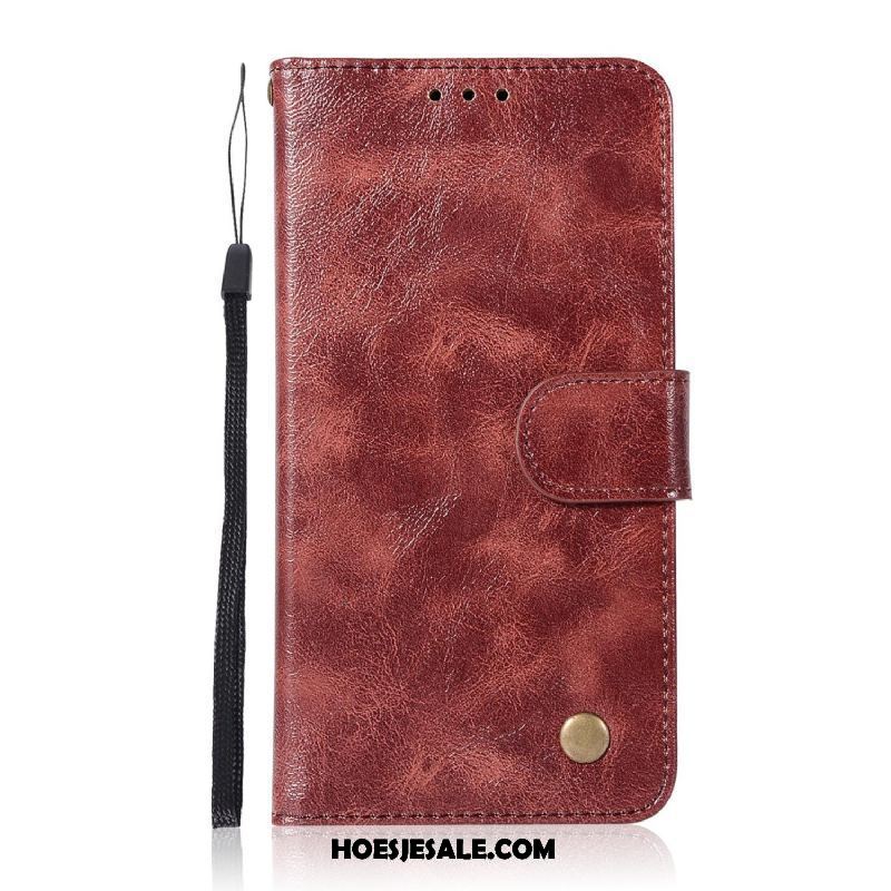 Nokia 8 Hoesje Vintage Mobiele Telefoon Folio Effen Kleur Rood Aanbiedingen