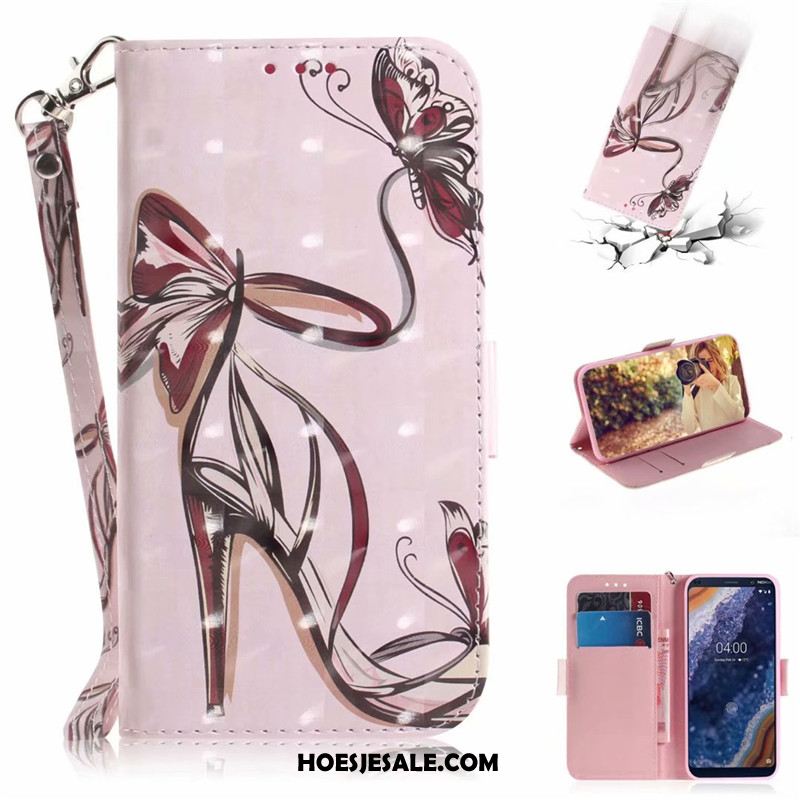 Nokia 9 Pureview Hoesje Portemonnee Folio Kaart Hoes Roze Winkel