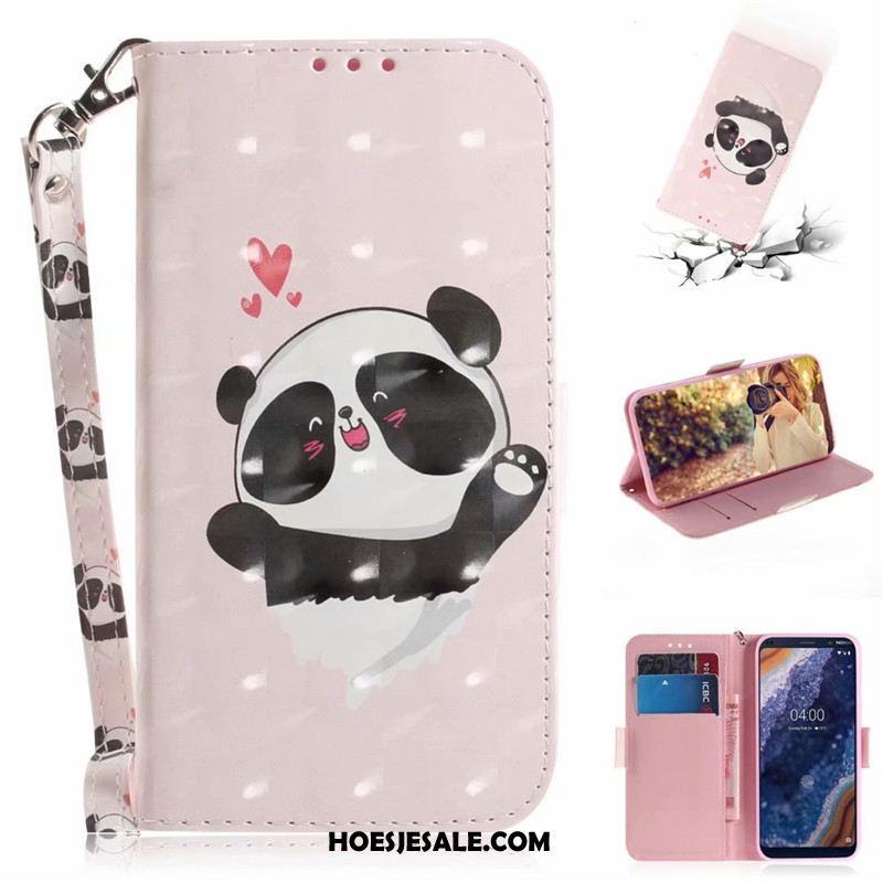 Nokia 9 Pureview Hoesje Portemonnee Folio Kaart Hoes Roze Winkel