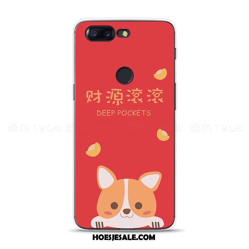 Oneplus 5t Hoesje Vreugdevol Hond Rood Chinese Stijl Zacht Goedkoop