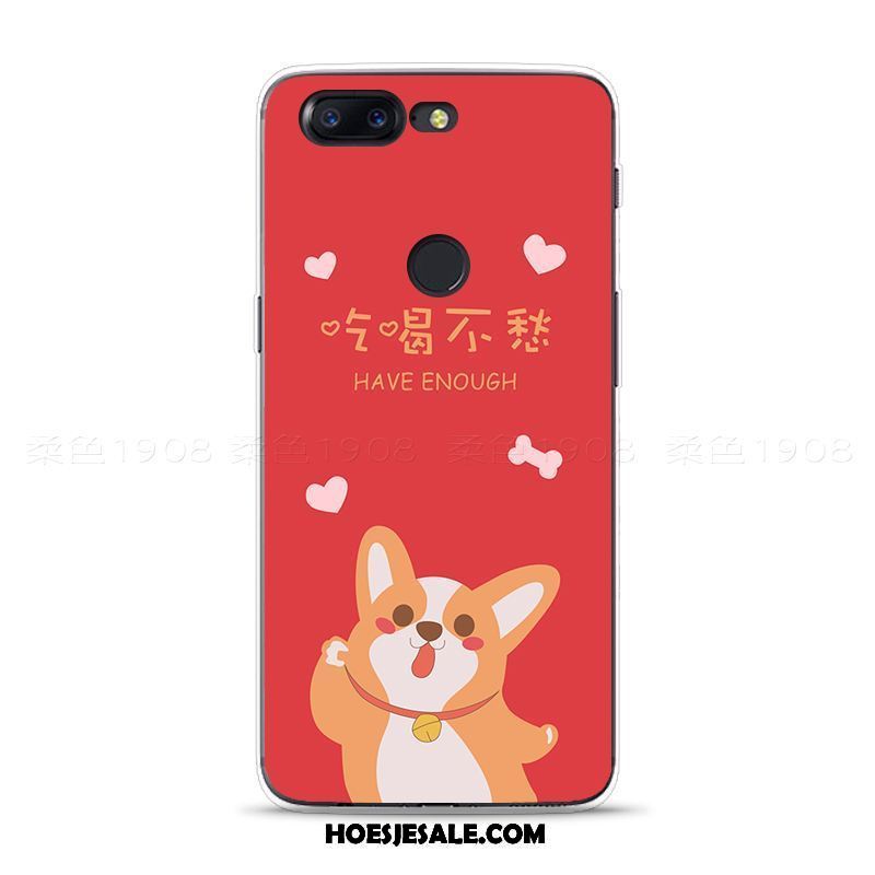 Oneplus 5t Hoesje Vreugdevol Hond Rood Chinese Stijl Zacht Goedkoop