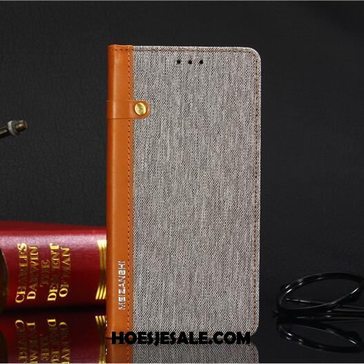 Oneplus 6 Hoesje Anti-fall Bescherming Folio Denim Grijs Korting