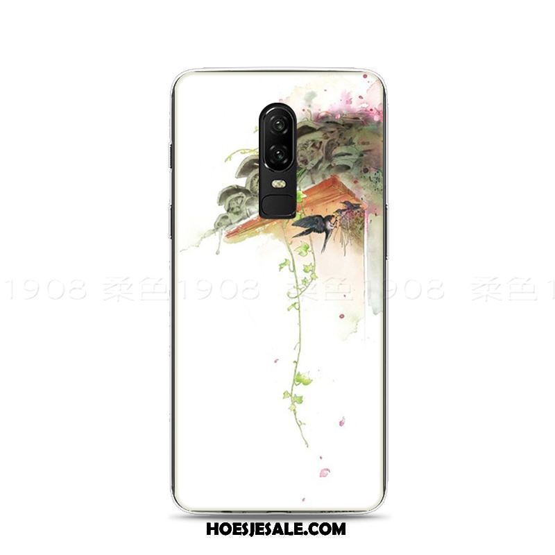 Oneplus 6 Hoesje Vers Kunst Groen Reliëf Zacht