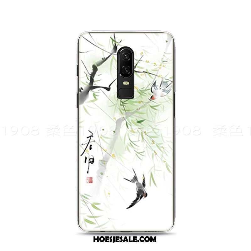 Oneplus 6 Hoesje Vers Kunst Groen Reliëf Zacht