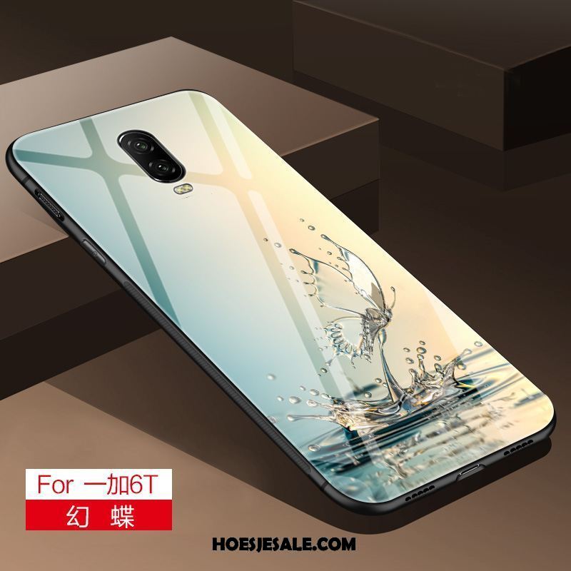 Oneplus 6t Hoesje Achterklep Glas Mobiele Telefoon Zacht Scheppend Goedkoop