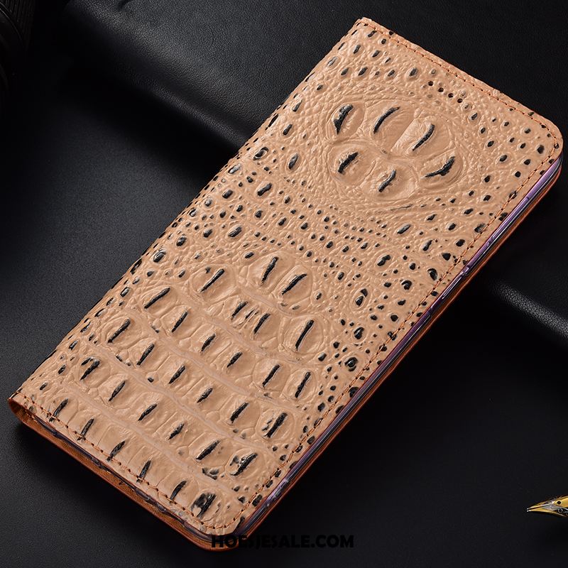 Oneplus 7 Hoesje Leren Etui Folio Zwart Krokodil Hoes Sale