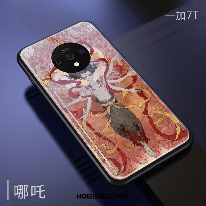 Oneplus 7t Hoesje Chinese Stijl Glas Anti-fall Blauw All Inclusive Aanbiedingen