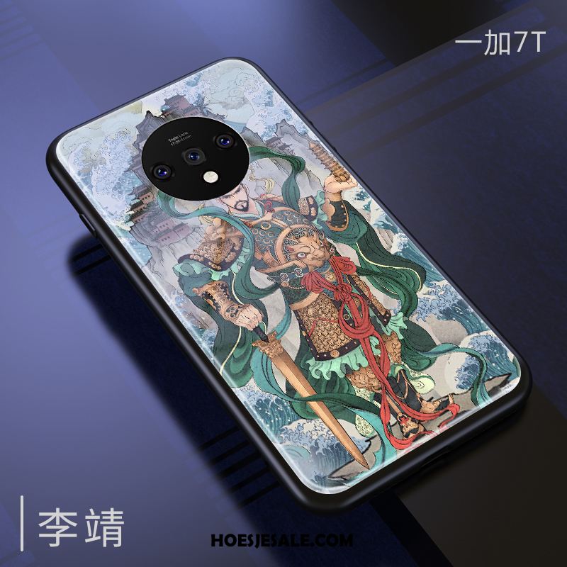 Oneplus 7t Hoesje Chinese Stijl Glas Anti-fall Blauw All Inclusive Aanbiedingen