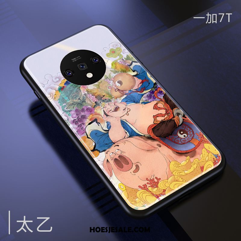 Oneplus 7t Hoesje Chinese Stijl Glas Anti-fall Blauw All Inclusive Aanbiedingen