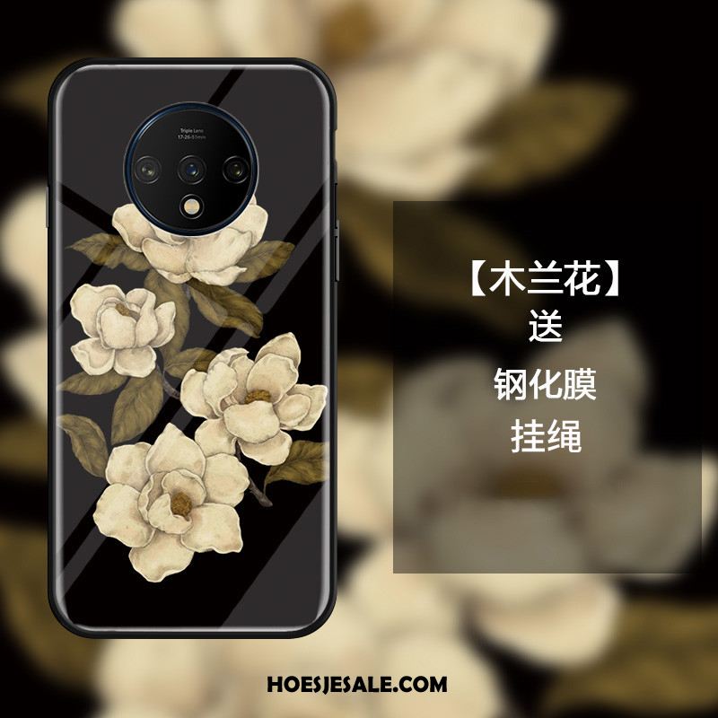 Oneplus 7t Hoesje Luxe Mode Hout Trend Glas Kopen