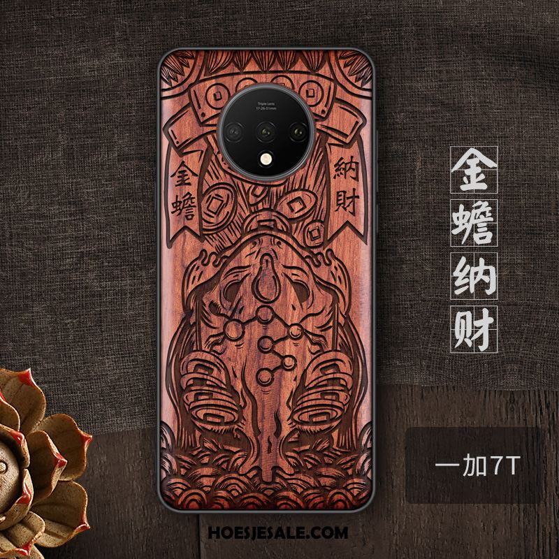 Oneplus 7t Hoesje Massief Hout Anti-fall Trend Hoes Mobiele Telefoon Goedkoop