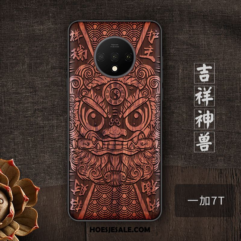 Oneplus 7t Hoesje Massief Hout Anti-fall Trend Hoes Mobiele Telefoon Goedkoop