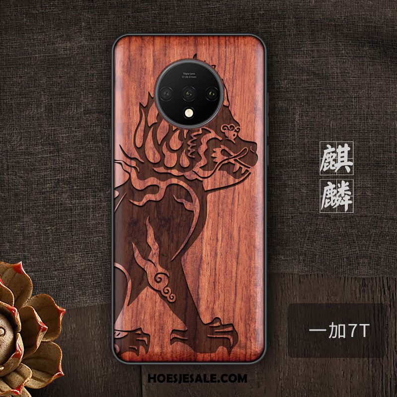 Oneplus 7t Hoesje Massief Hout Anti-fall Trend Hoes Mobiele Telefoon Goedkoop