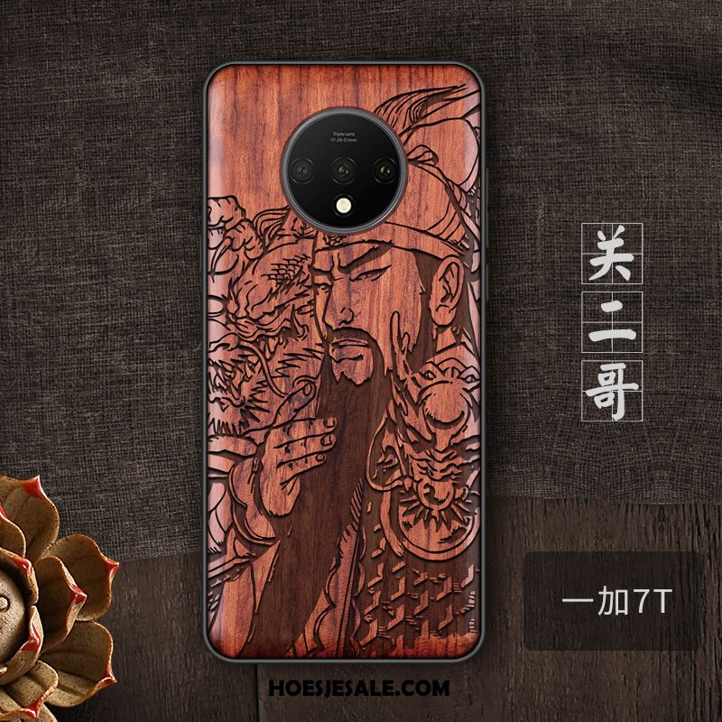 Oneplus 7t Hoesje Massief Hout Anti-fall Trend Hoes Mobiele Telefoon Goedkoop