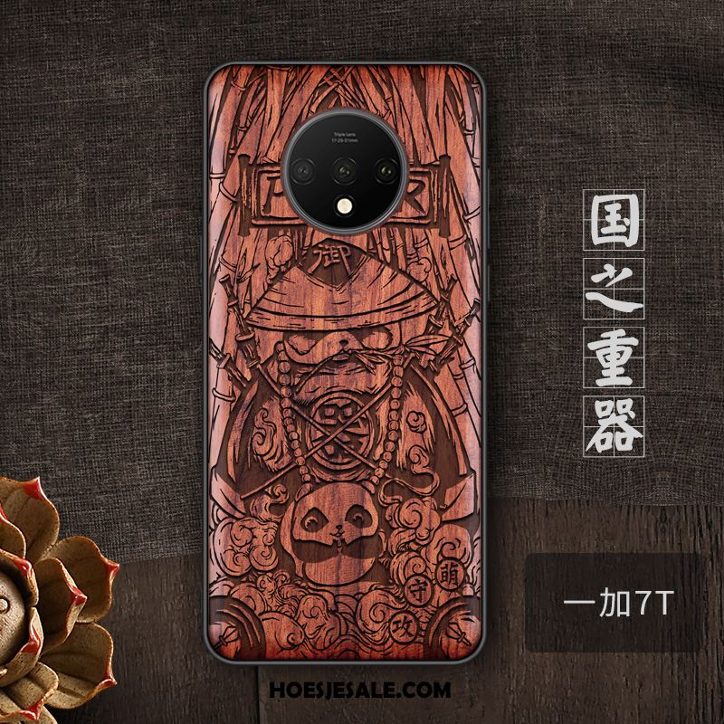 Oneplus 7t Hoesje Massief Hout Anti-fall Trend Hoes Mobiele Telefoon Goedkoop