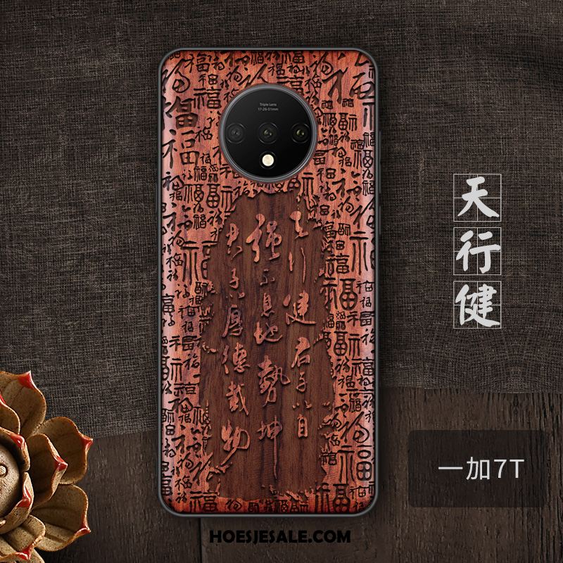 Oneplus 7t Hoesje Massief Hout Anti-fall Trend Hoes Mobiele Telefoon Goedkoop