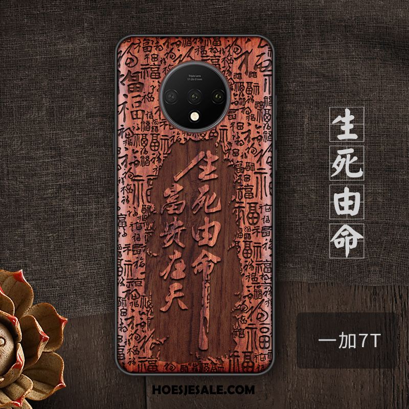 Oneplus 7t Hoesje Massief Hout Anti-fall Trend Hoes Mobiele Telefoon Goedkoop