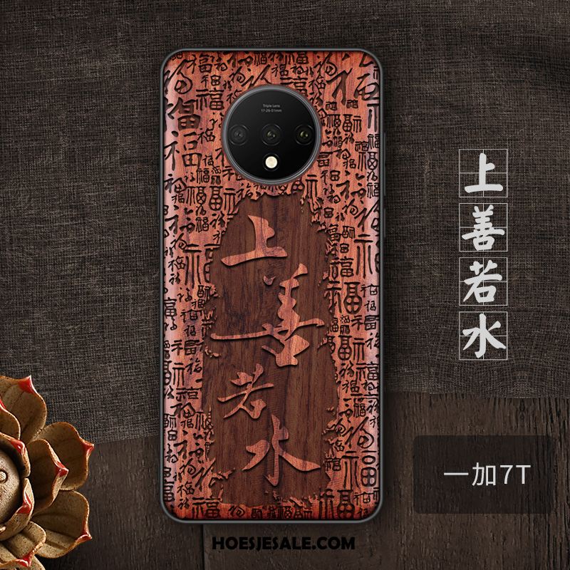 Oneplus 7t Hoesje Massief Hout Anti-fall Trend Hoes Mobiele Telefoon Goedkoop