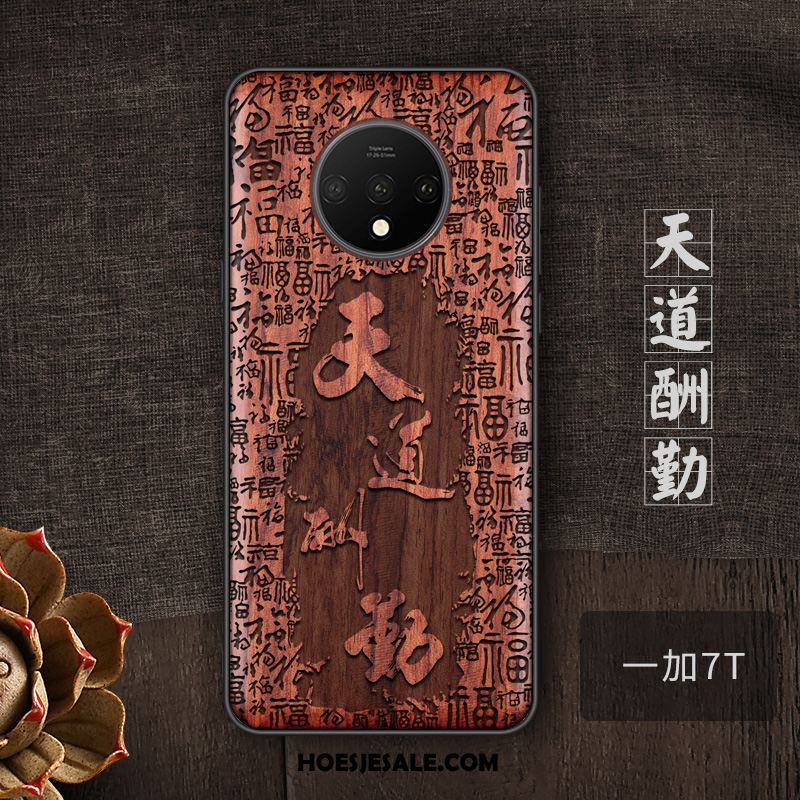 Oneplus 7t Hoesje Massief Hout Anti-fall Trend Hoes Mobiele Telefoon Goedkoop