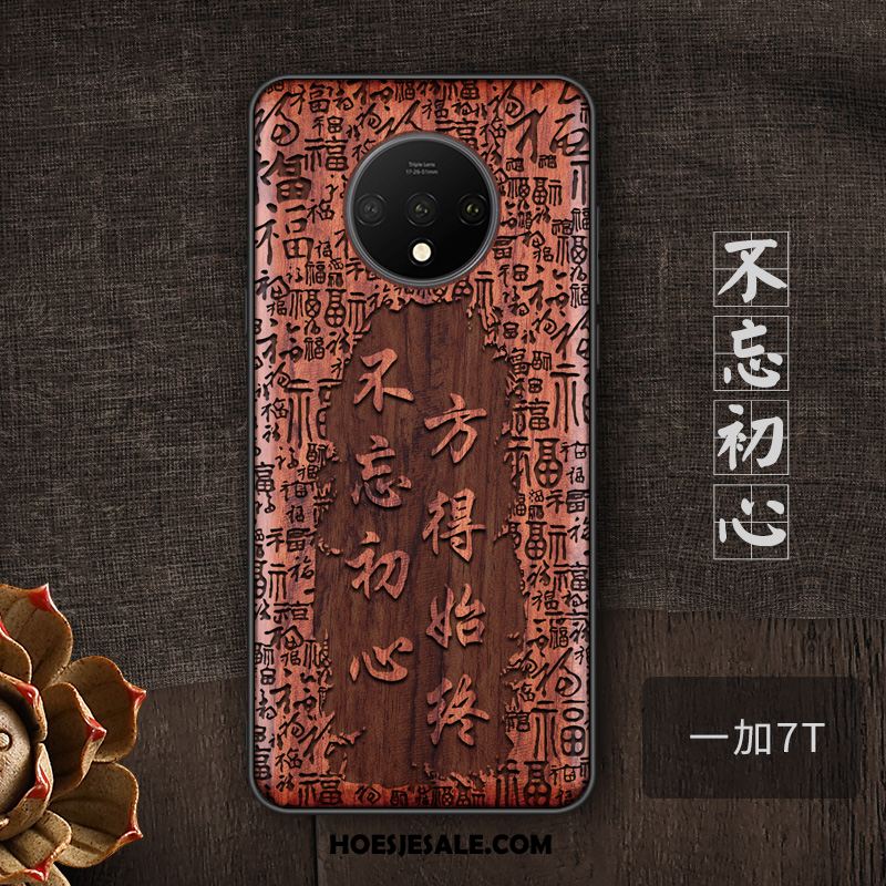 Oneplus 7t Hoesje Massief Hout Anti-fall Trend Hoes Mobiele Telefoon Goedkoop