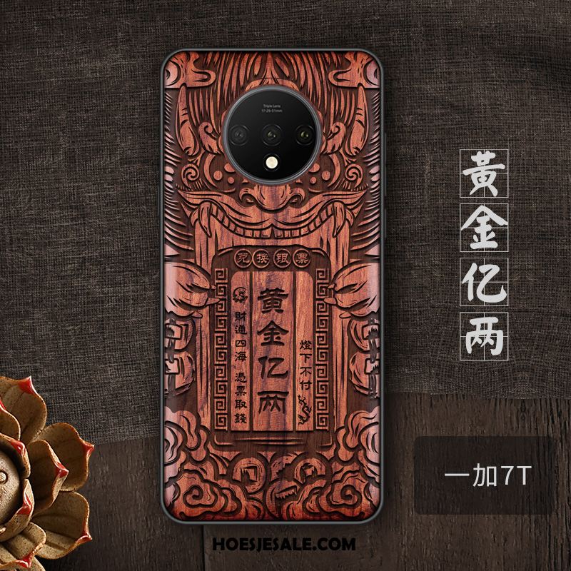 Oneplus 7t Hoesje Massief Hout Anti-fall Trend Hoes Mobiele Telefoon Goedkoop