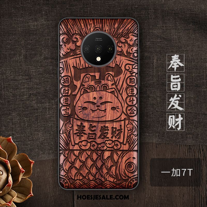 Oneplus 7t Hoesje Massief Hout Anti-fall Trend Hoes Mobiele Telefoon Goedkoop