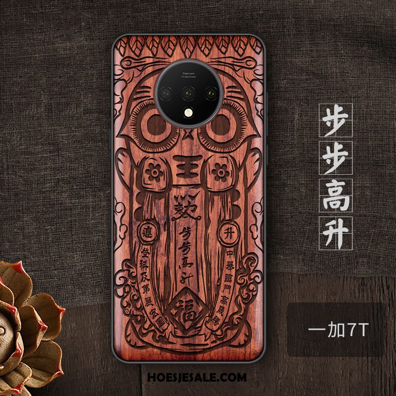 Oneplus 7t Hoesje Massief Hout Anti-fall Trend Hoes Mobiele Telefoon Goedkoop