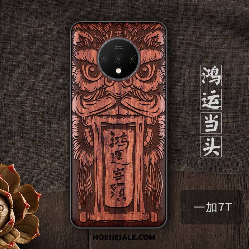 Oneplus 7t Hoesje Massief Hout Anti-fall Trend Hoes Mobiele Telefoon Goedkoop