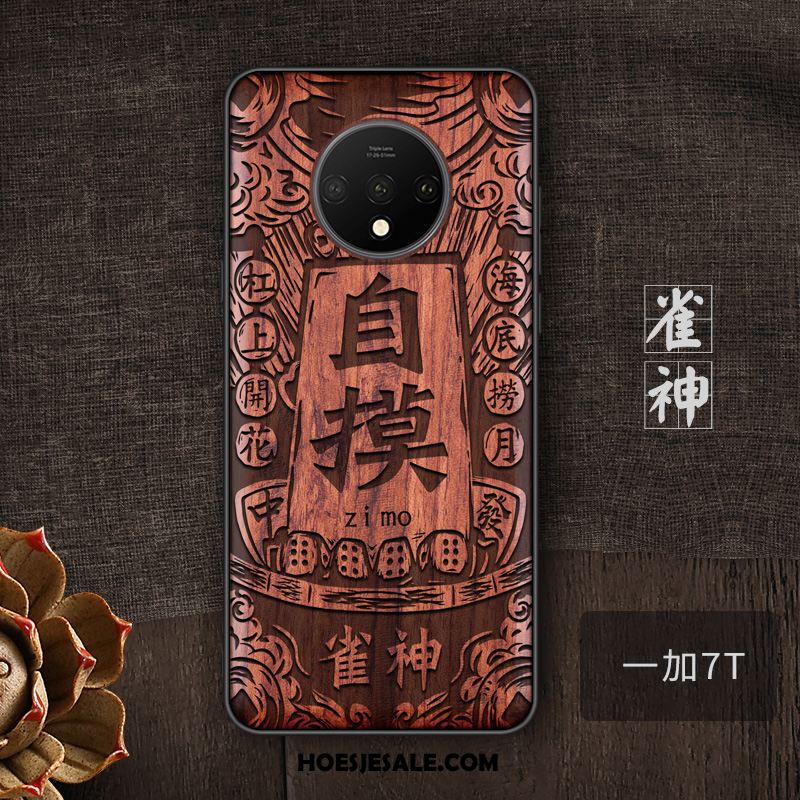 Oneplus 7t Hoesje Massief Hout Anti-fall Trend Hoes Mobiele Telefoon Goedkoop