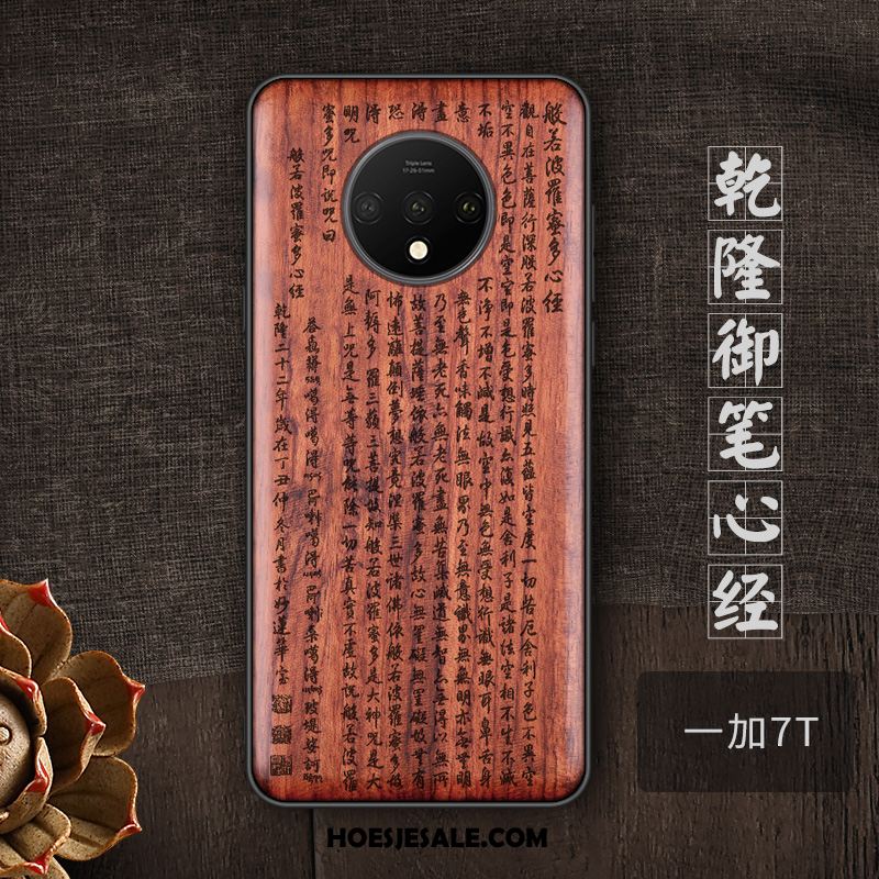 Oneplus 7t Hoesje Massief Hout Anti-fall Trend Hoes Mobiele Telefoon Goedkoop