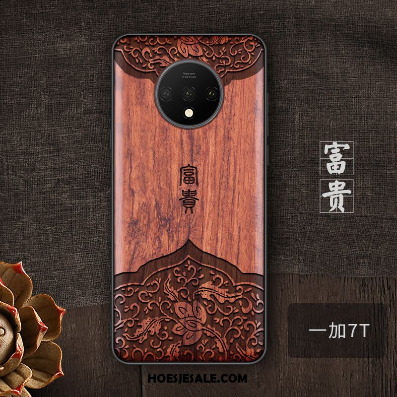 Oneplus 7t Hoesje Massief Hout Anti-fall Trend Hoes Mobiele Telefoon Goedkoop