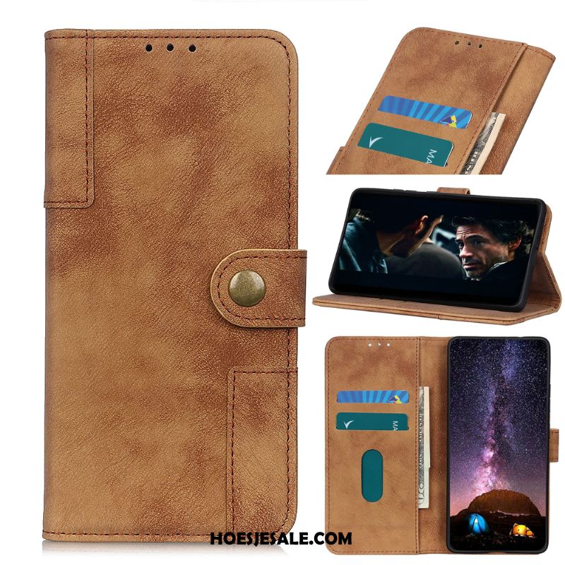 Oneplus 8 Hoesje Portemonnee Vintage Folio Nieuw Leren Etui Goedkoop