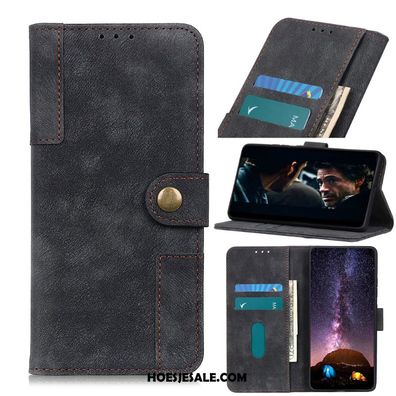 Oneplus 8 Hoesje Portemonnee Vintage Folio Nieuw Leren Etui Goedkoop