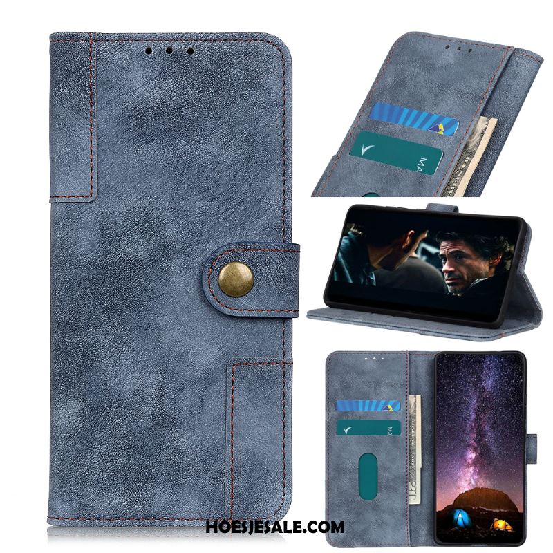 Oneplus 8 Hoesje Portemonnee Vintage Folio Nieuw Leren Etui Goedkoop