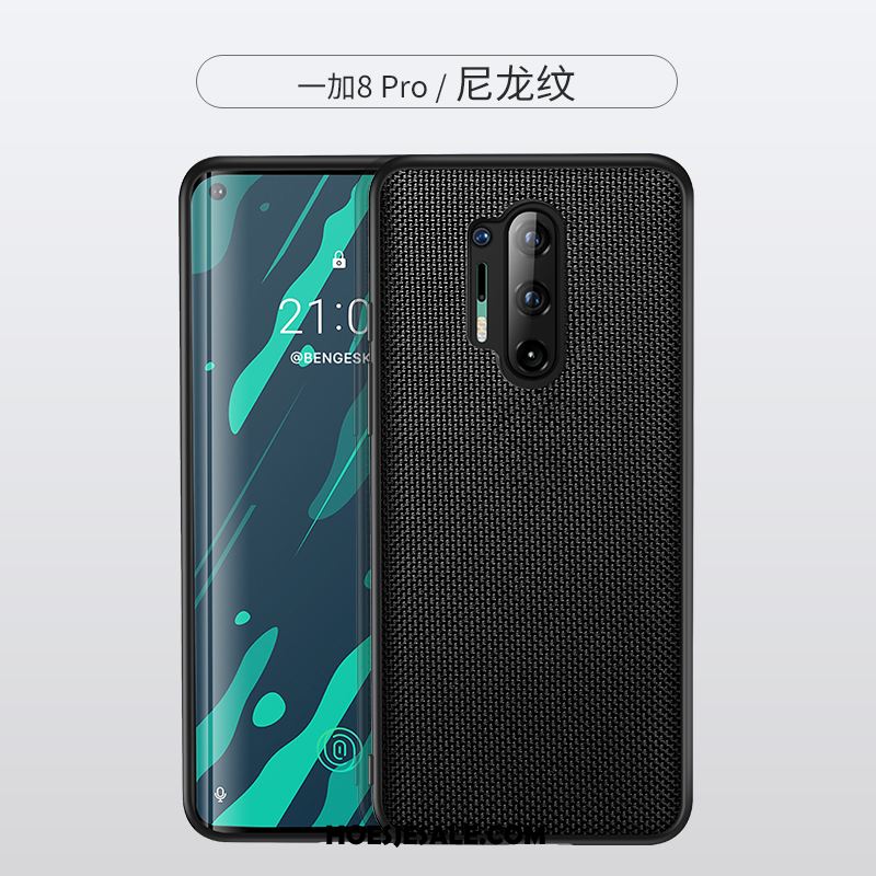 Oneplus 8 Pro Hoesje Anti-fall Fiber Zwart Siliconen Nylon Kopen