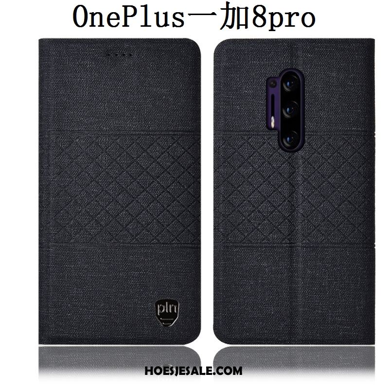 Oneplus 8 Pro Hoesje Geruite Folio Leren Etui Bescherming Mobiele Telefoon Goedkoop
