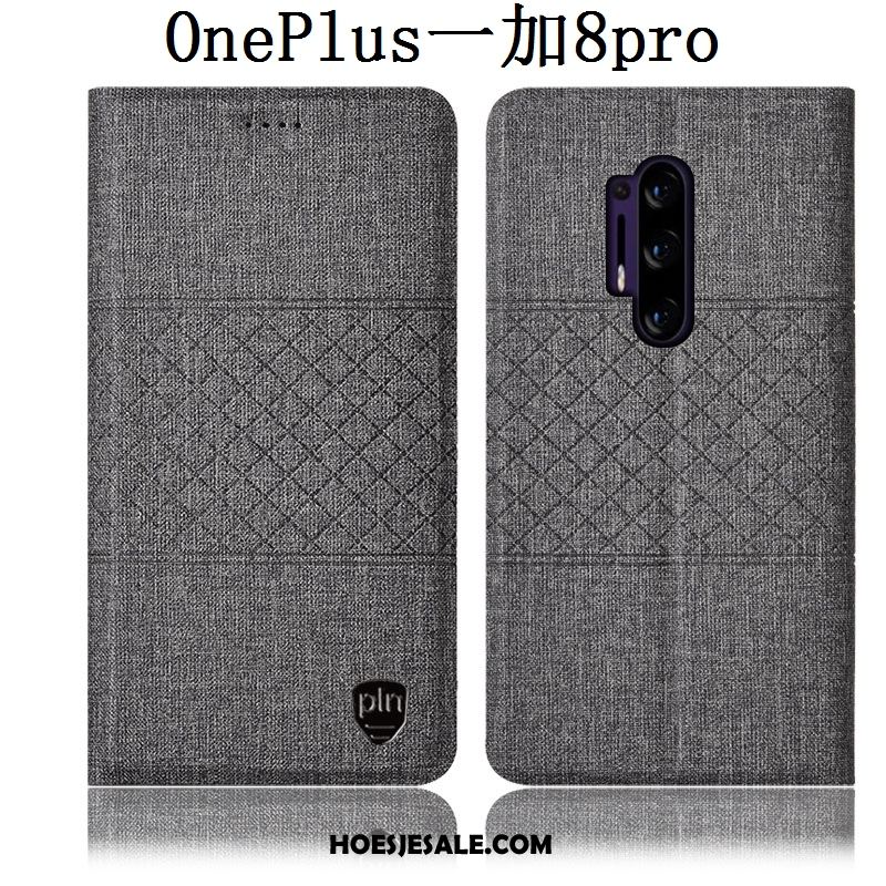 Oneplus 8 Pro Hoesje Geruite Folio Leren Etui Bescherming Mobiele Telefoon Goedkoop