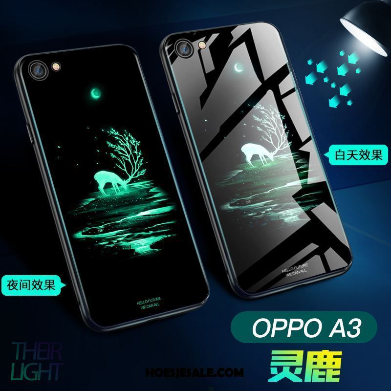 Oppo A3 Hoesje Koel Mobiele Telefoon Anti-fall Lichtende Zwart Goedkoop