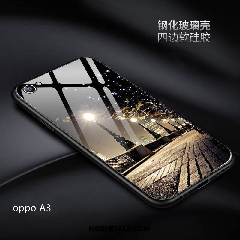 Oppo A3 Hoesje Mobiele Telefoon Anti-fall Schrobben Spotprent Gehard Glas Online