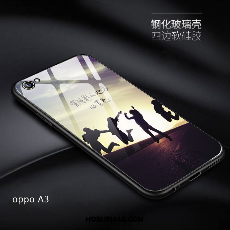 Oppo A3 Hoesje Mobiele Telefoon Anti-fall Schrobben Spotprent Gehard Glas Online