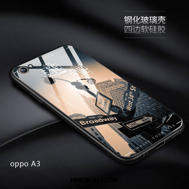 Oppo A3 Hoesje Mobiele Telefoon Anti-fall Schrobben Spotprent Gehard Glas Online