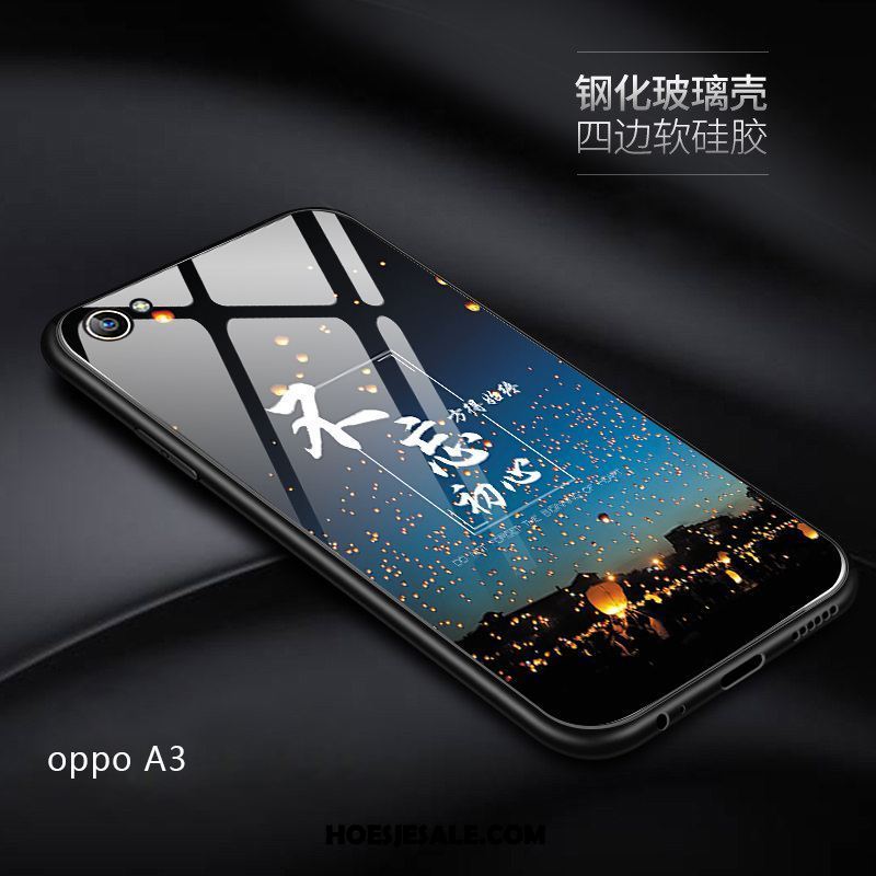 Oppo A3 Hoesje Mobiele Telefoon Anti-fall Schrobben Spotprent Gehard Glas Online