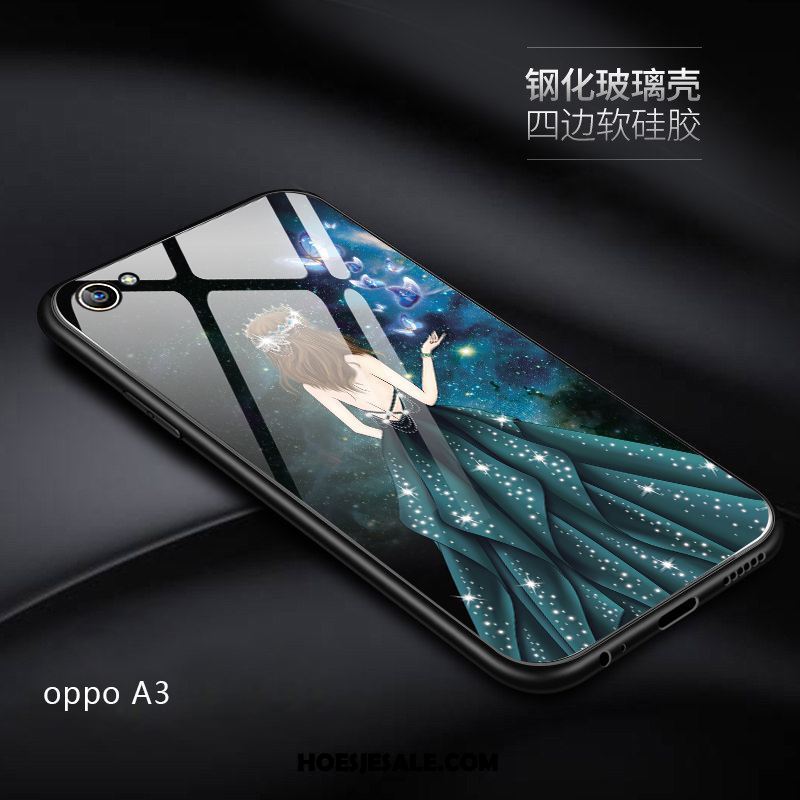 Oppo A3 Hoesje Mobiele Telefoon Anti-fall Schrobben Spotprent Gehard Glas Online