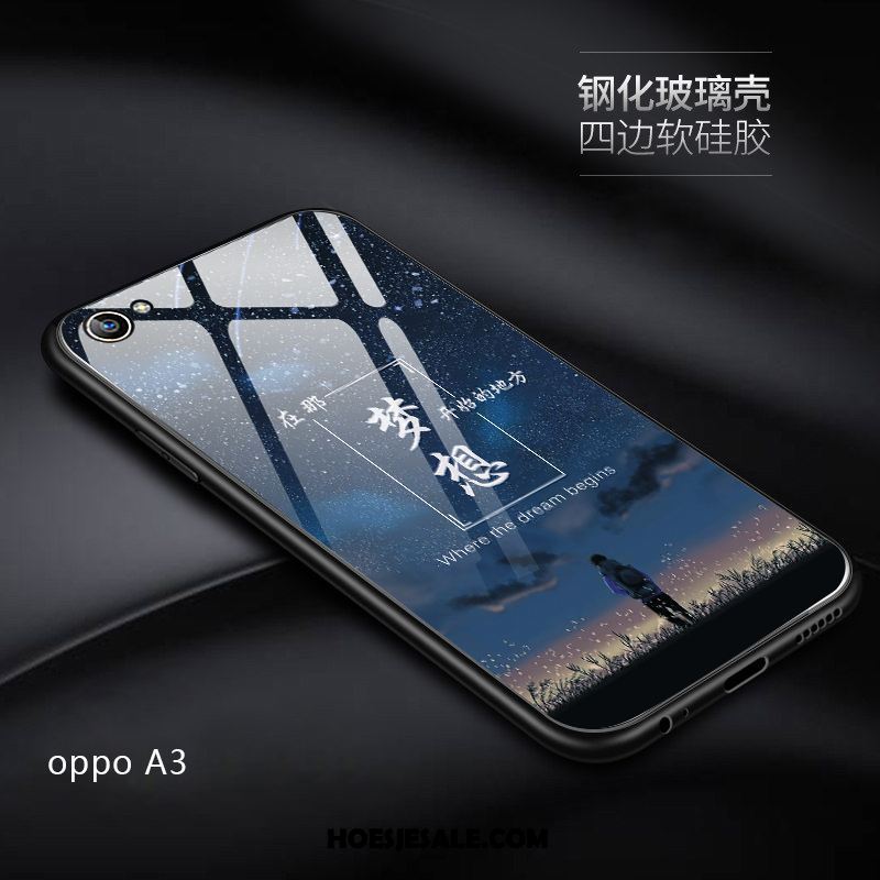 Oppo A3 Hoesje Mobiele Telefoon Anti-fall Schrobben Spotprent Gehard Glas Online