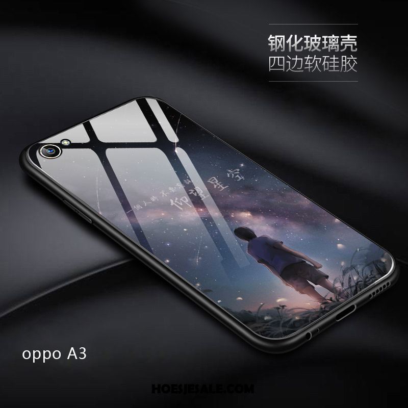 Oppo A3 Hoesje Mobiele Telefoon Anti-fall Schrobben Spotprent Gehard Glas Online