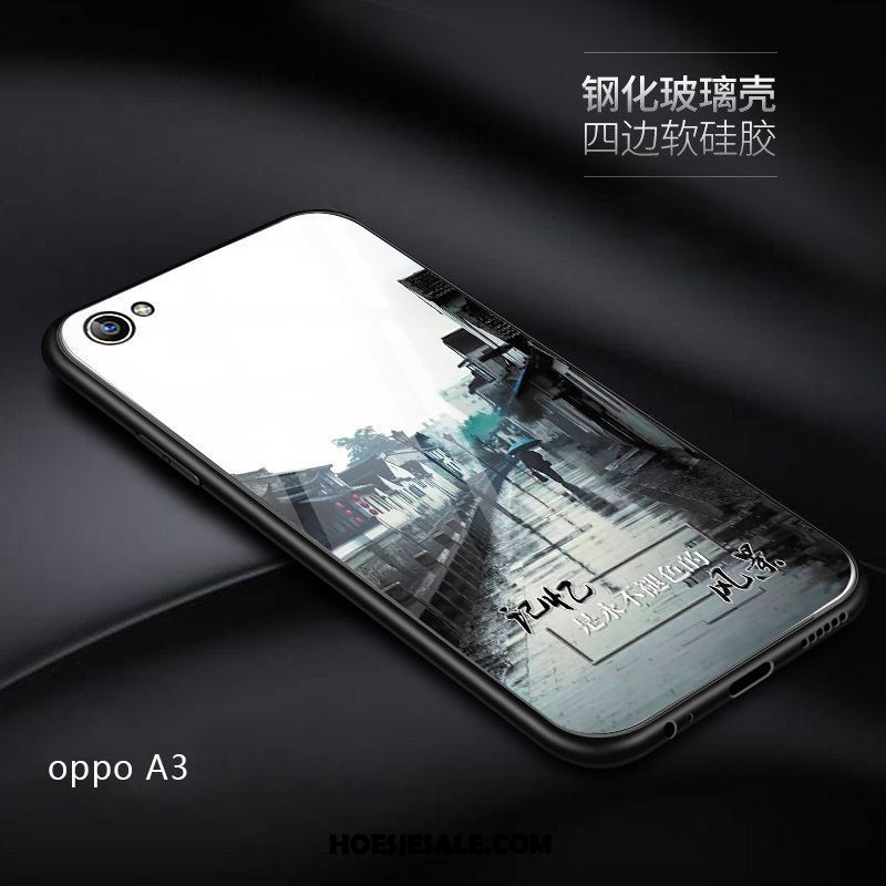 Oppo A3 Hoesje Mobiele Telefoon Anti-fall Schrobben Spotprent Gehard Glas Online