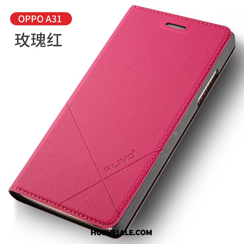 Oppo A31 Hoesje Leren Etui Mobiele Telefoon Hoes Bescherming Blauw Sale